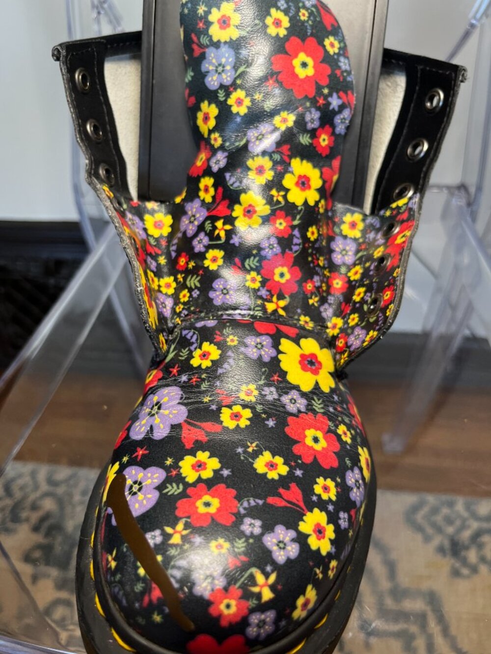 Dr. Martens 101 floral leather boots (men's or women's) - Picture 4 of 8